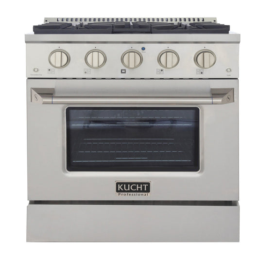 Kucht KDF Series 30" Stainless Steel Freestanding Natural Gas Dual Fuel Range With 4 Burners