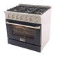 Kucht KDF Series 36" Black Freestanding Propane Gas Dual Fuel Range With 6 Burners