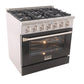 Kucht KDF Series 36" Black Freestanding Propane Gas Dual Fuel Range With 6 Burners