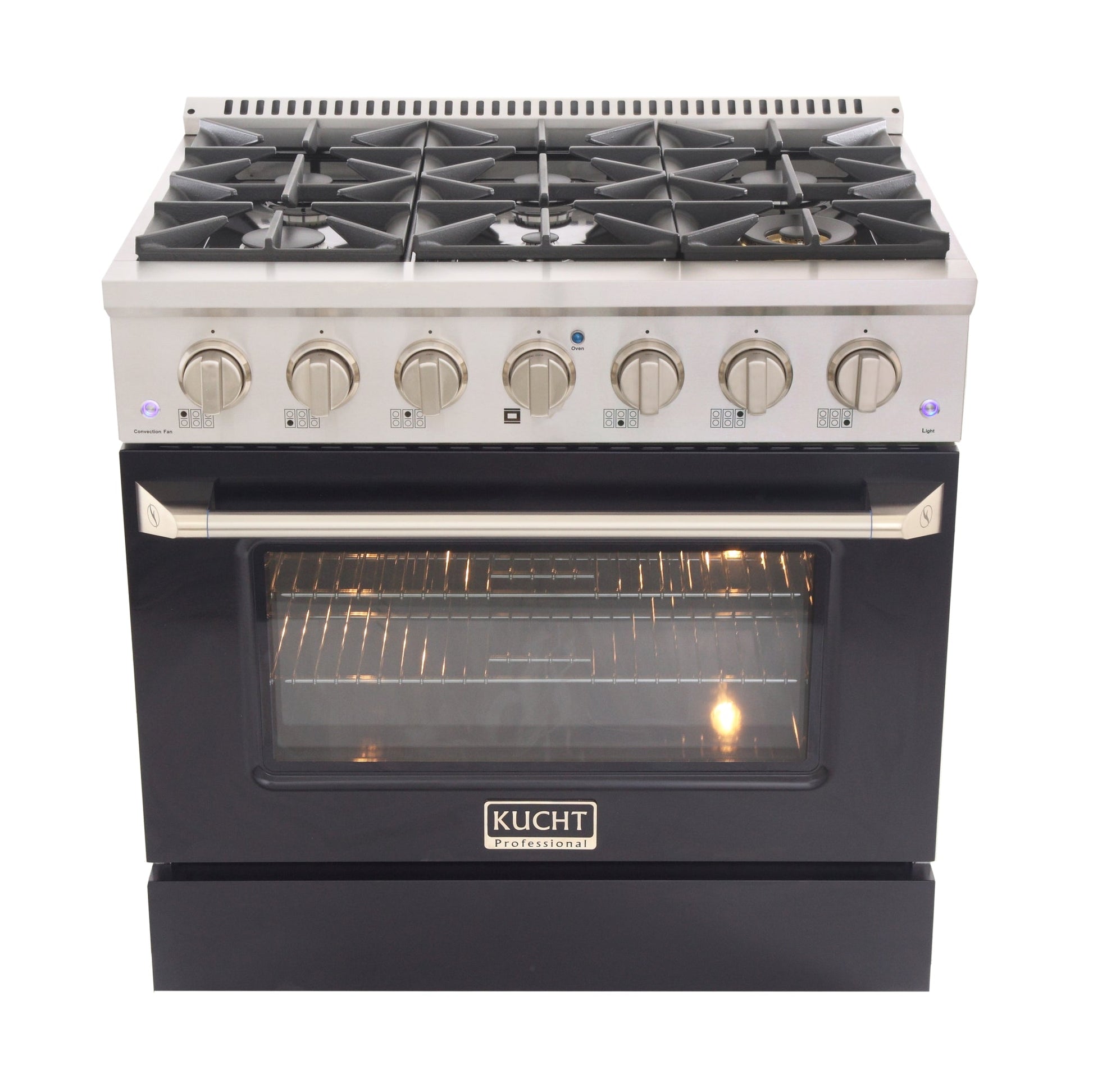 Kucht KDF Series 36" Black Freestanding Propane Gas Dual Fuel Range With 6 Burners