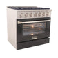 Kucht KDF Series 36" Black Freestanding Propane Gas Dual Fuel Range With 6 Burners