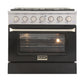 Kucht KDF Series 36" Black Freestanding Propane Gas Dual Fuel Range With 6 Burners