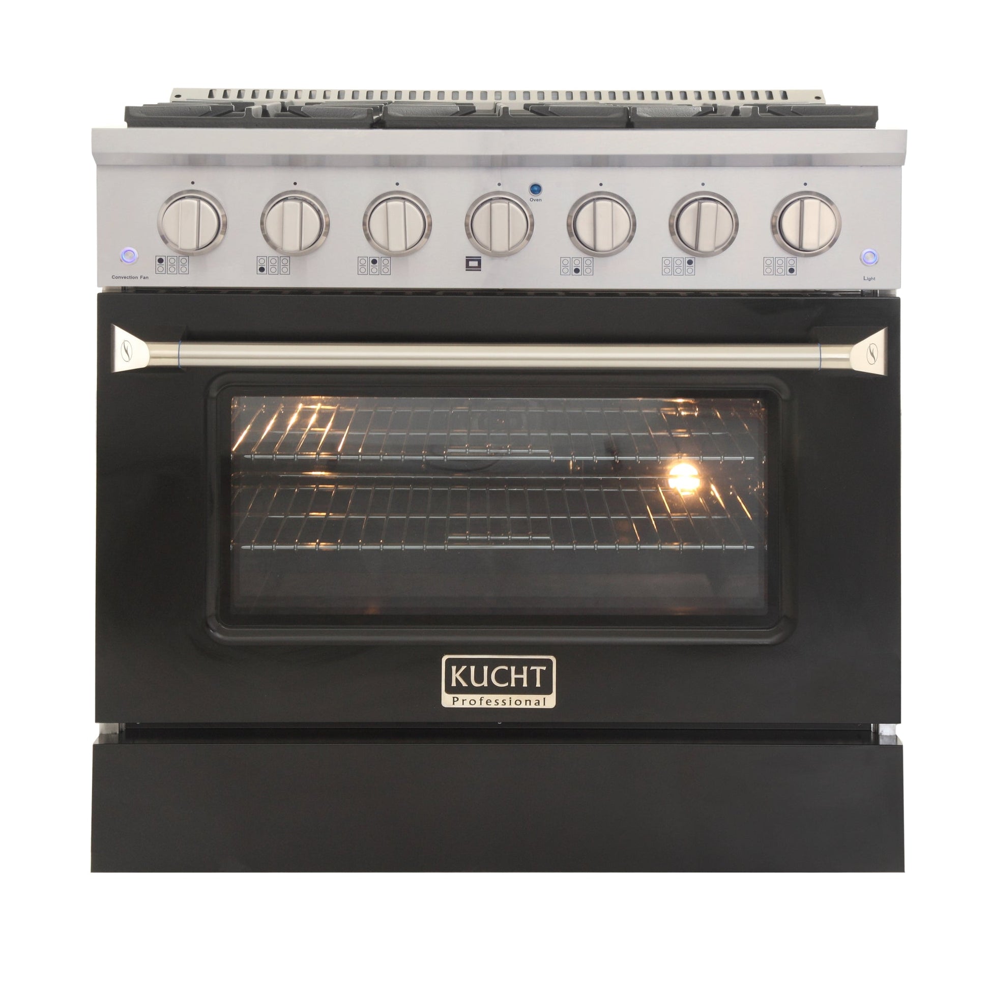 Kucht KDF Series 36" Black Freestanding Propane Gas Dual Fuel Range With 6 Burners