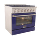 Kucht KDF Series 36" Blue Freestanding Natural Gas Dual Fuel Range With 6 Burners