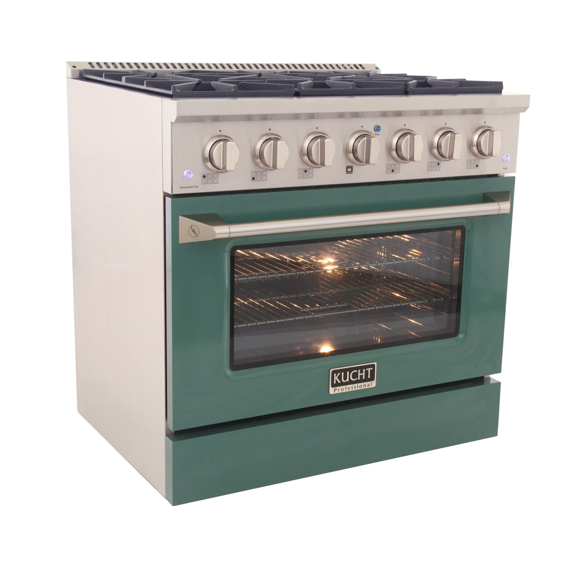 Kucht KDF Series 36" Green Freestanding Natural Gas Dual Fuel Range With 6 Burners