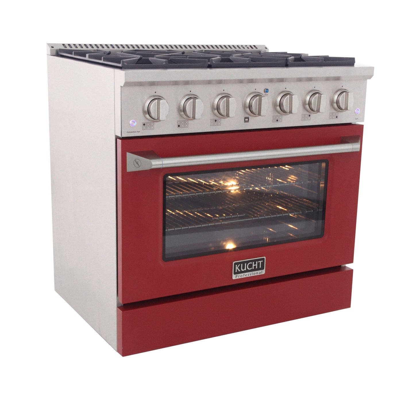 Kucht KDF Series 36" Red Freestanding Propane Gas Dual Fuel Range With 6 Burners