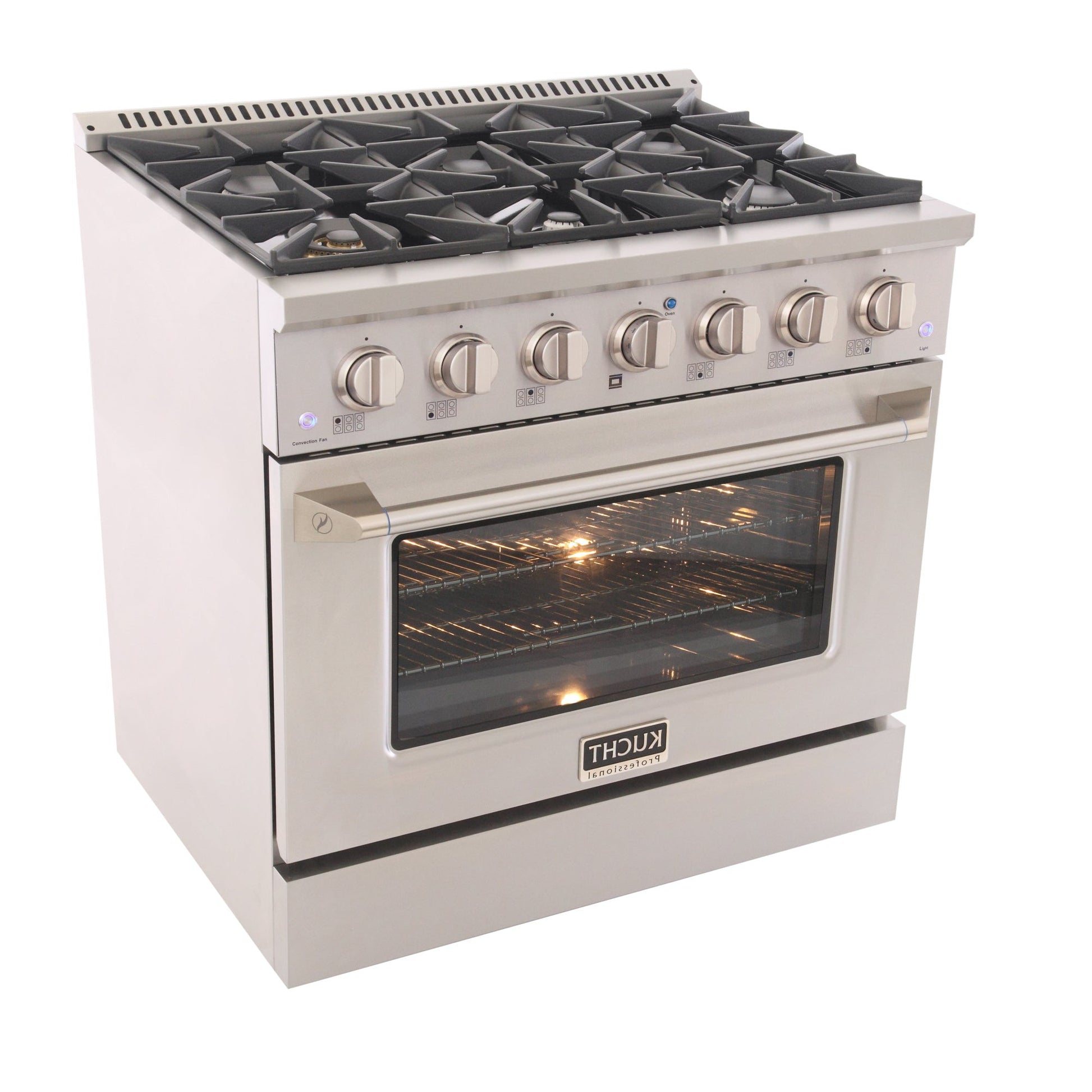 Kucht KDF Series 36" Stainless Steel Freestanding Propane Gas Dual Fuel Range With 6 Burners