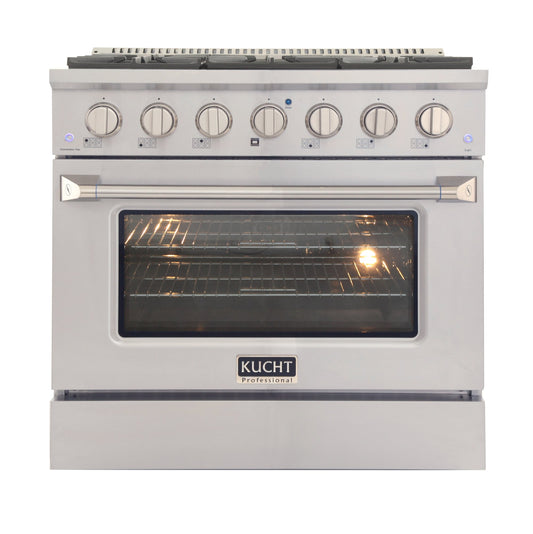 Kucht KDF Series 36" Stainless Steel Freestanding Propane Gas Dual Fuel Range With 6 Burners
