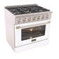 Kucht KDF Series 36" White Freestanding Natural Gas Dual Fuel Range With 6 Burners