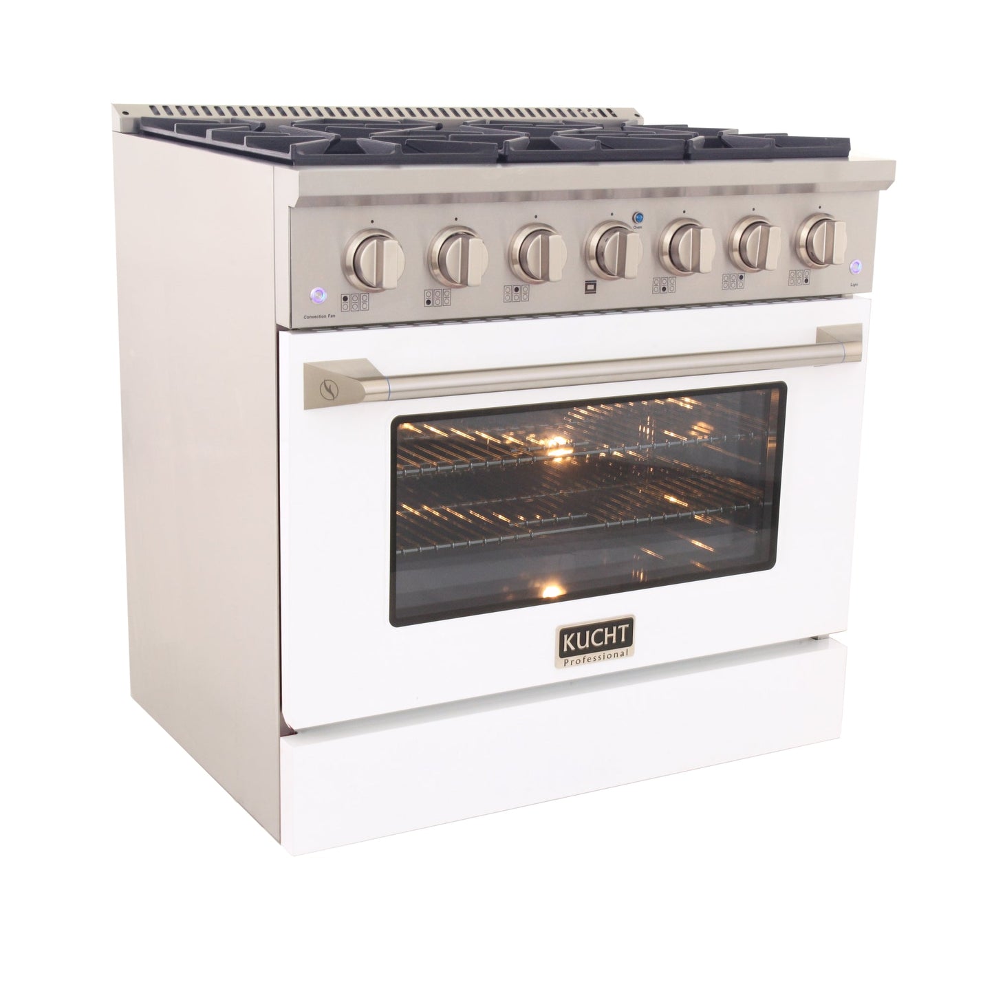 Kucht KDF Series 36" White Freestanding Natural Gas Dual Fuel Range With 6 Burners
