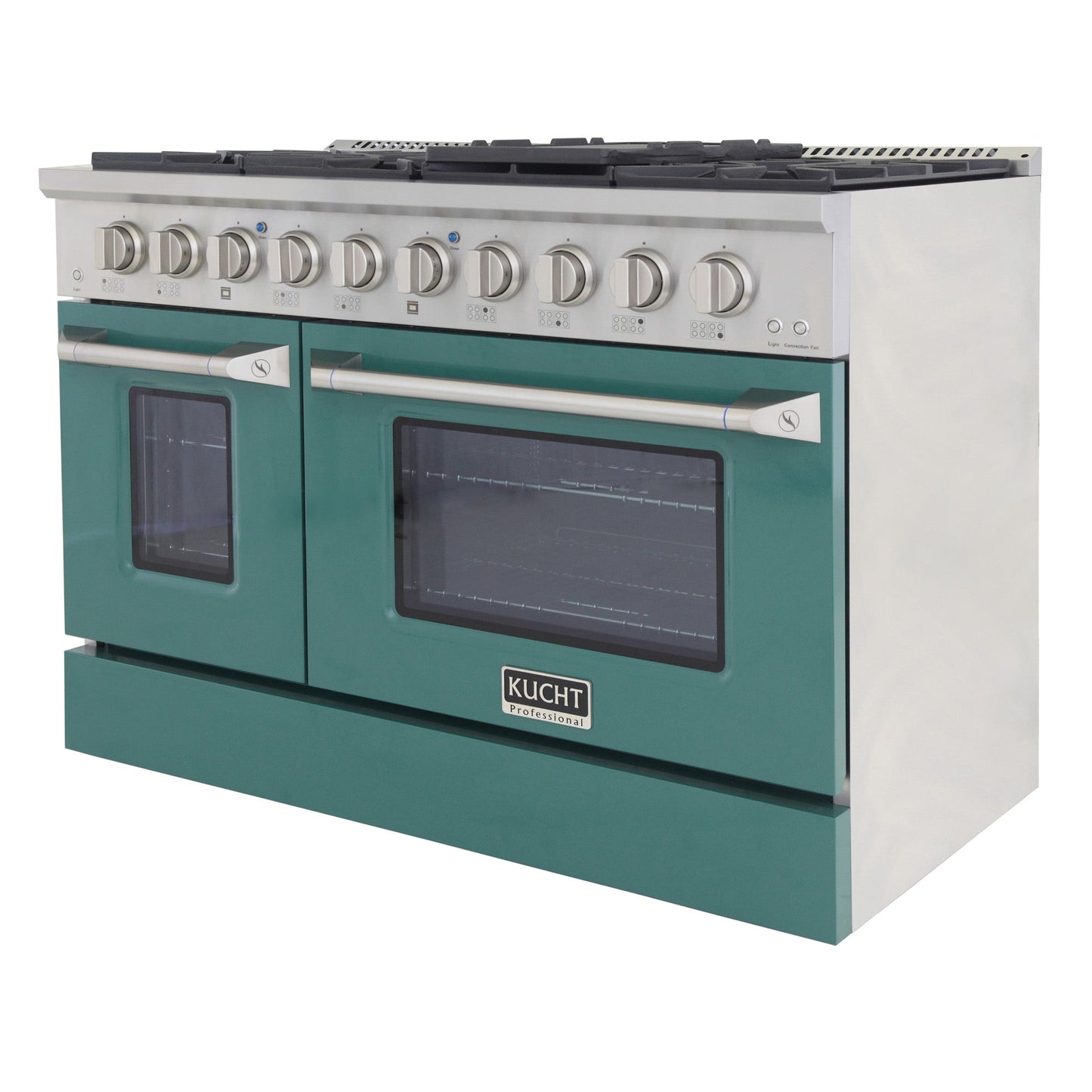 Kucht KDF Series 48" Green Freestanding Natural Gas Dual Fuel Range With 8 Burners
