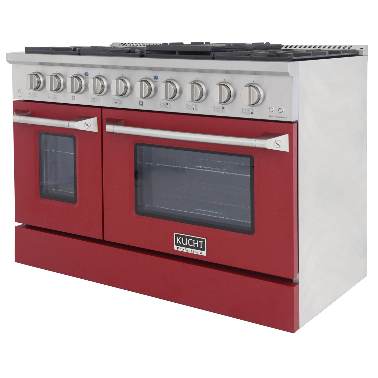 Kucht KDF Series 48" Red Freestanding Natural Gas Dual Fuel Range With 8 Burners