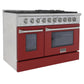Kucht KDF Series 48" Red Freestanding Propane Gas Dual Fuel Range With 8 Burners
