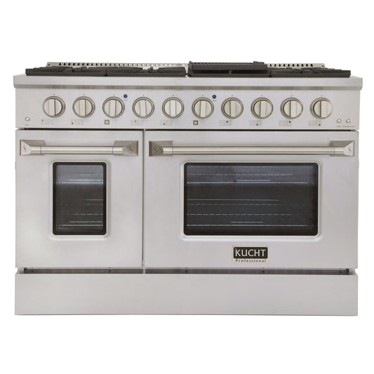 Kucht KDF Series 48" Stainless Steel Freestanding Natural Gas Dual Fuel Range With 8 Burners