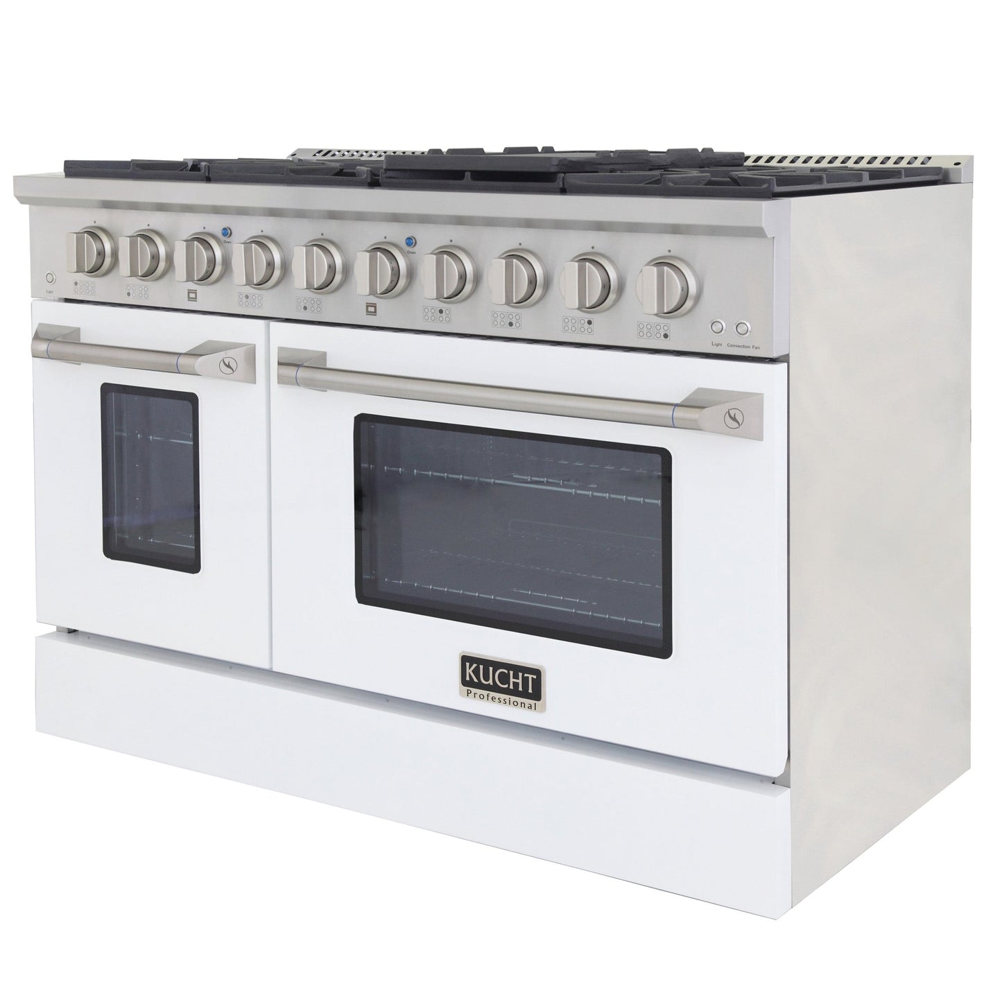 Kucht KDF Series 48" White Freestanding Natural Gas Dual Fuel Range With 8 Burners