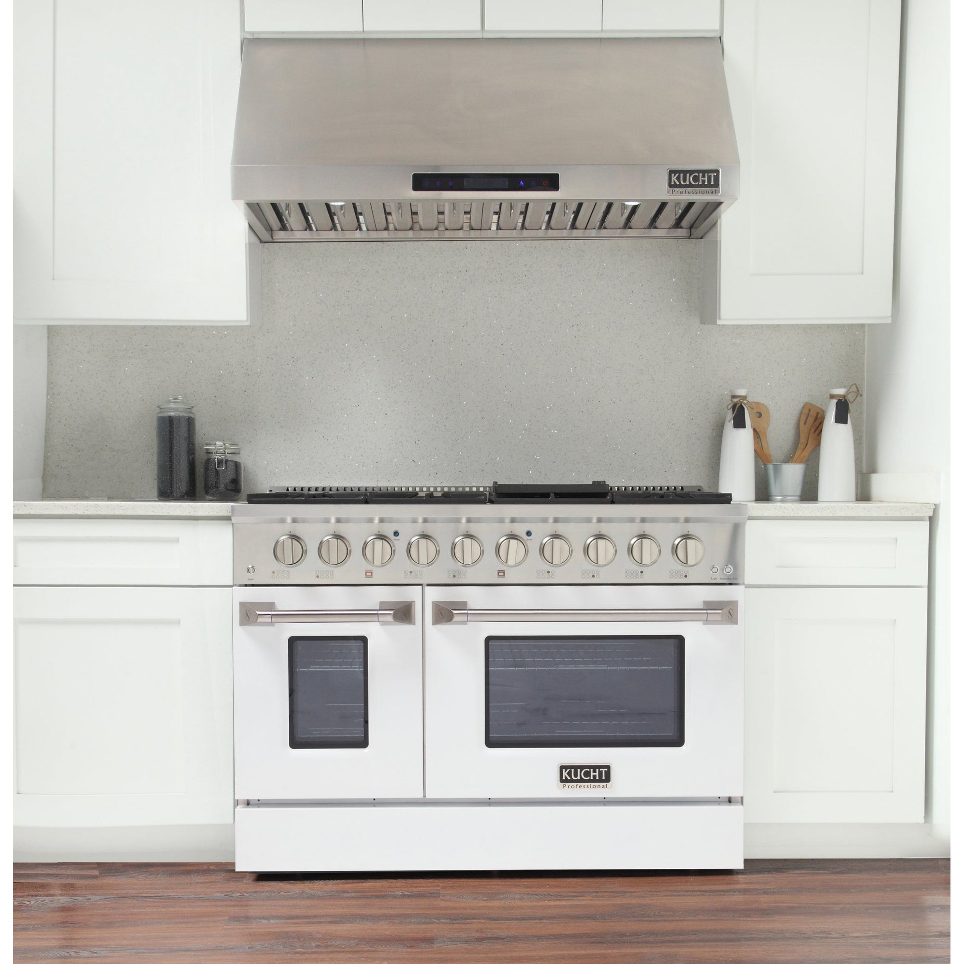 Kucht KDF Series 48" White Freestanding Propane Gas Dual Fuel Range With 8 Burners