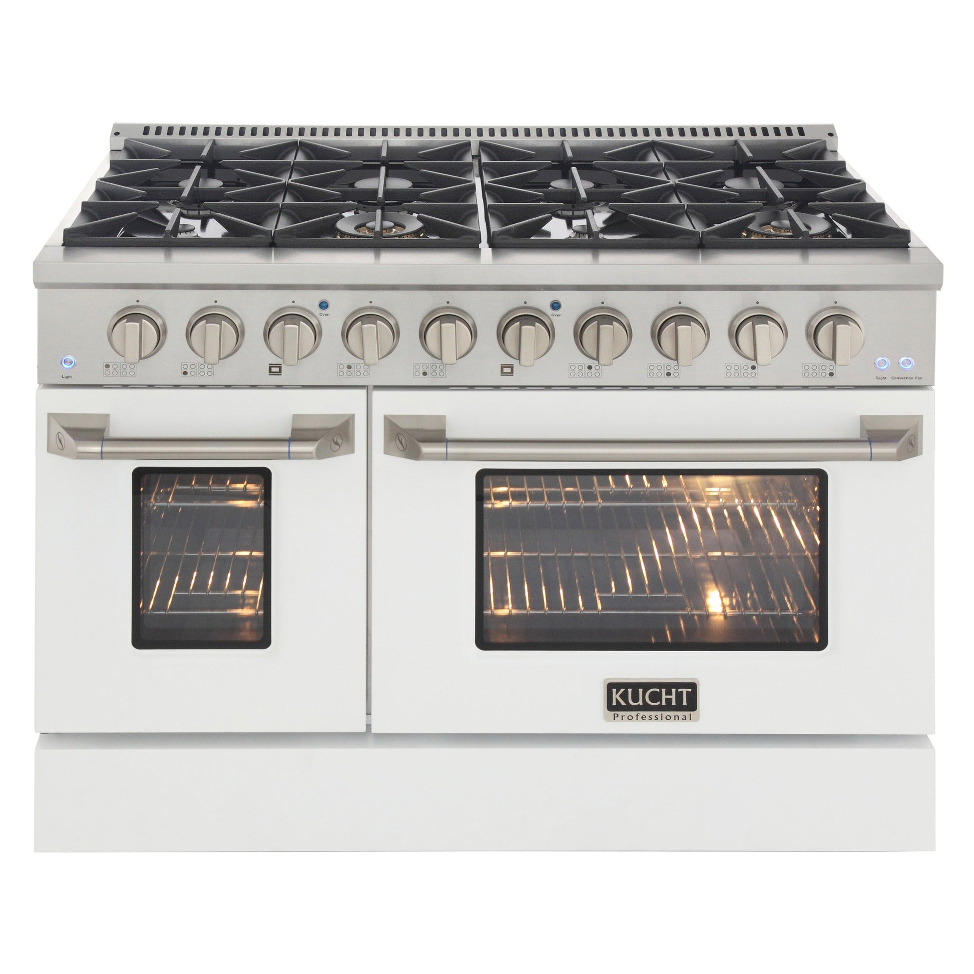 Kucht KDF Series 48" White Freestanding Propane Gas Dual Fuel Range With 8 Burners