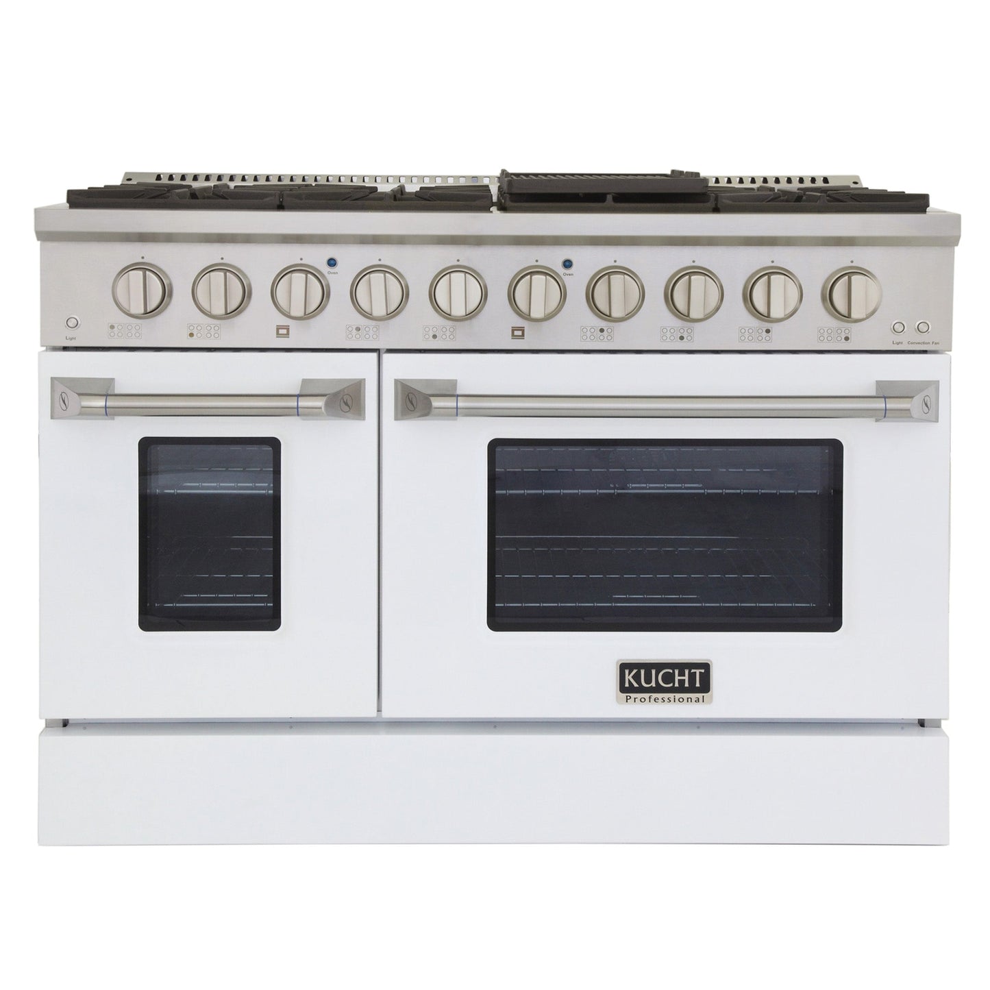 Kucht KDF Series 48" White Freestanding Propane Gas Dual Fuel Range With 8 Burners