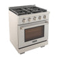 Kucht KFX Series 30" Freestanding Natural Gas Range With 4 Burners and Classic Silver Knobs