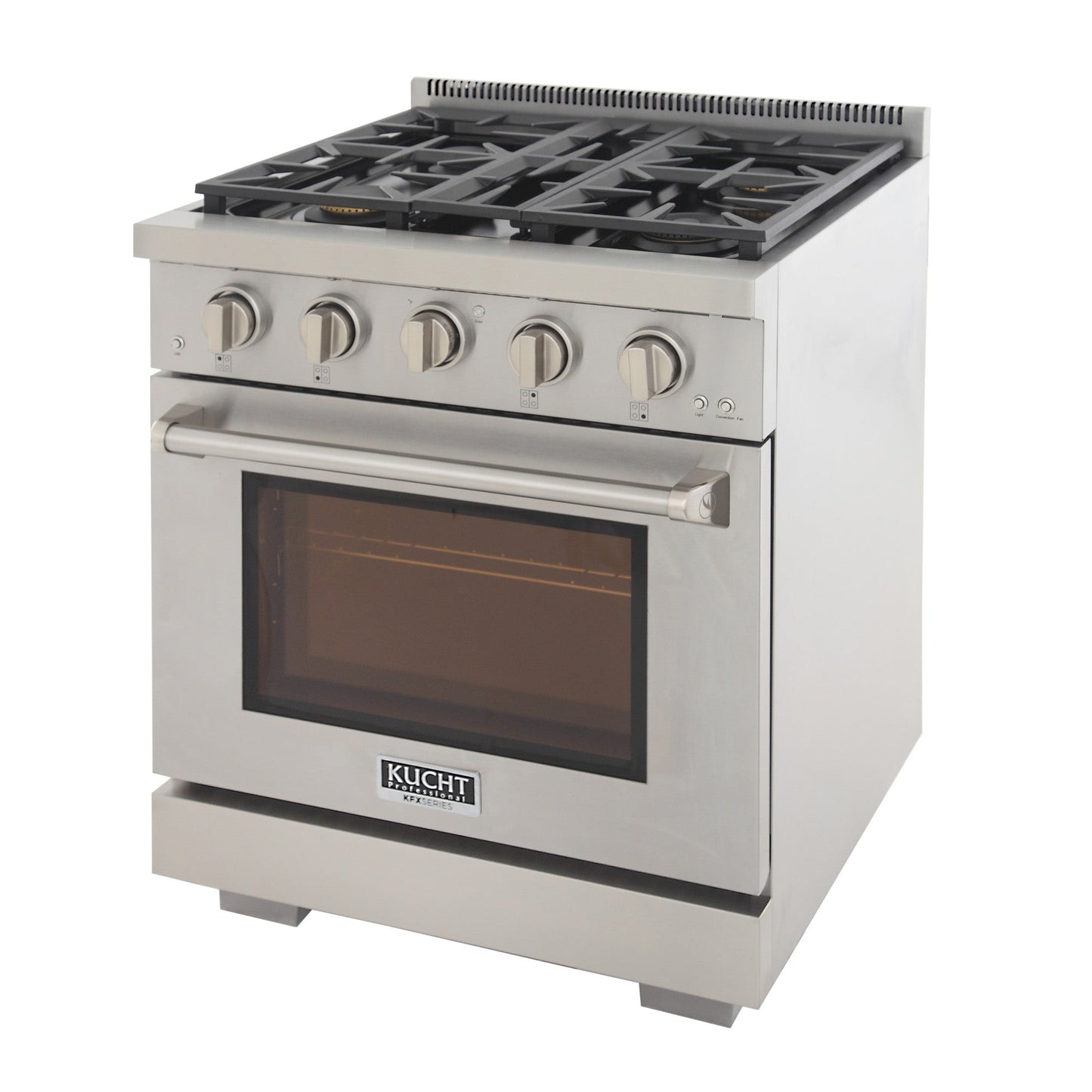 Kucht KFX Series 30" Freestanding Natural Gas Range With 4 Burners and Classic Silver Knobs