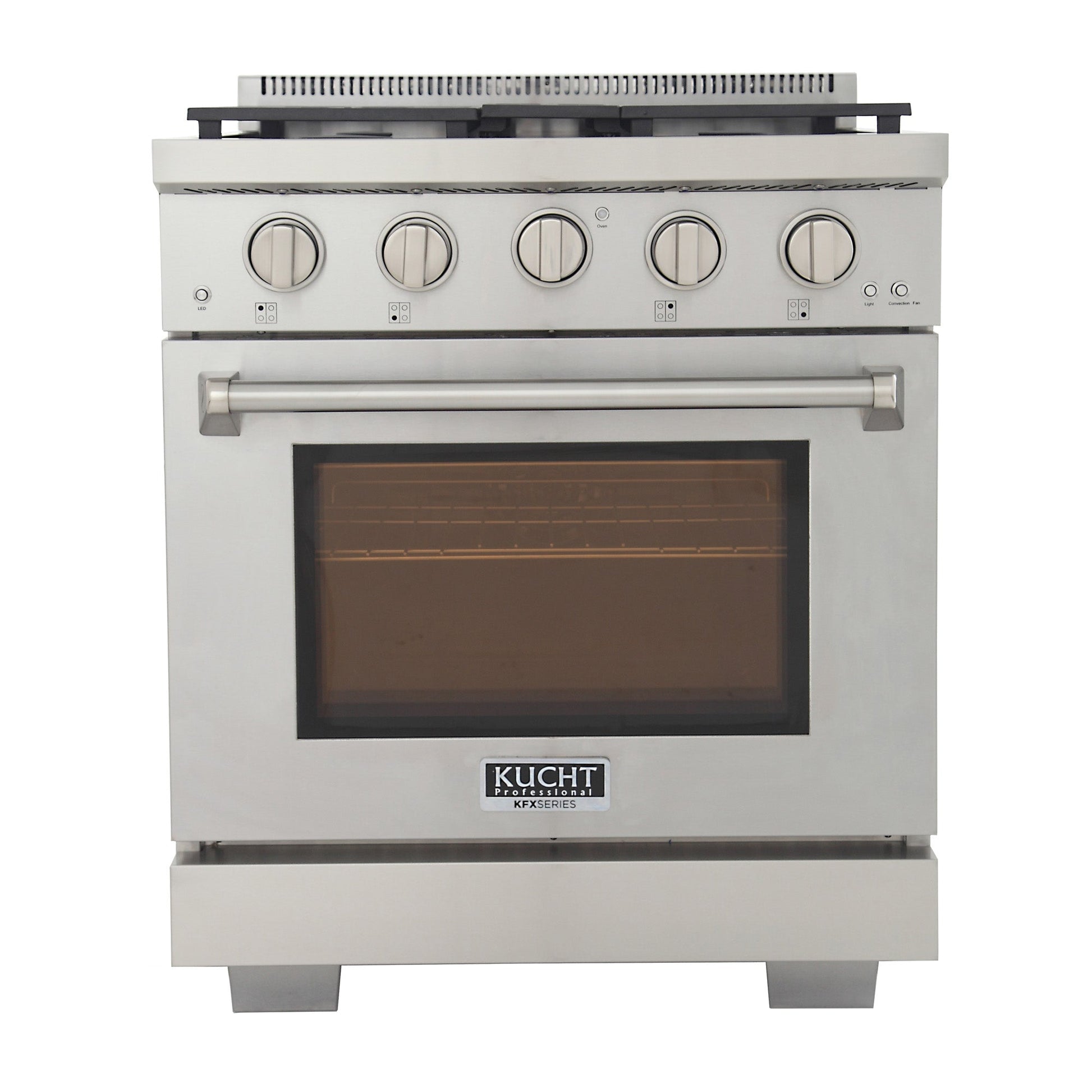Kucht KFX Series 30" Freestanding Natural Gas Range With 4 Burners and Classic Silver Knobs