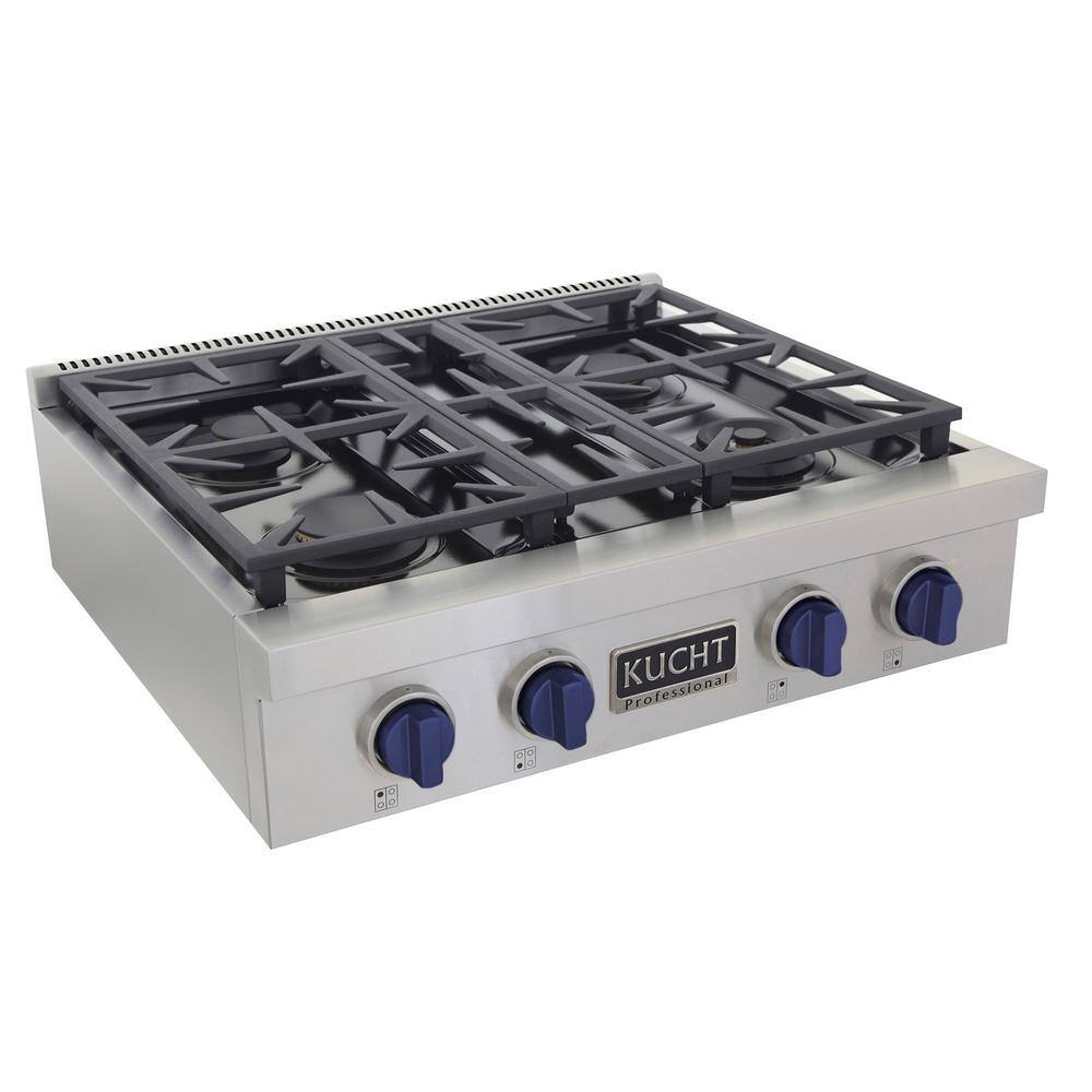 Kucht KFX Series 30" Propane Gas Range-Top With 4 Burners and Royal Blue Knobs