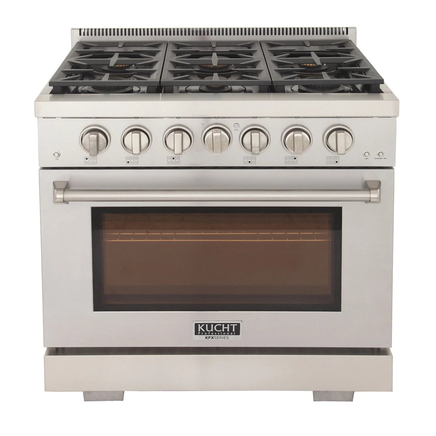 Kucht KFX Series 36" Freestanding Natural Gas Range With 6 Burners and Tuxedo Black Knobs