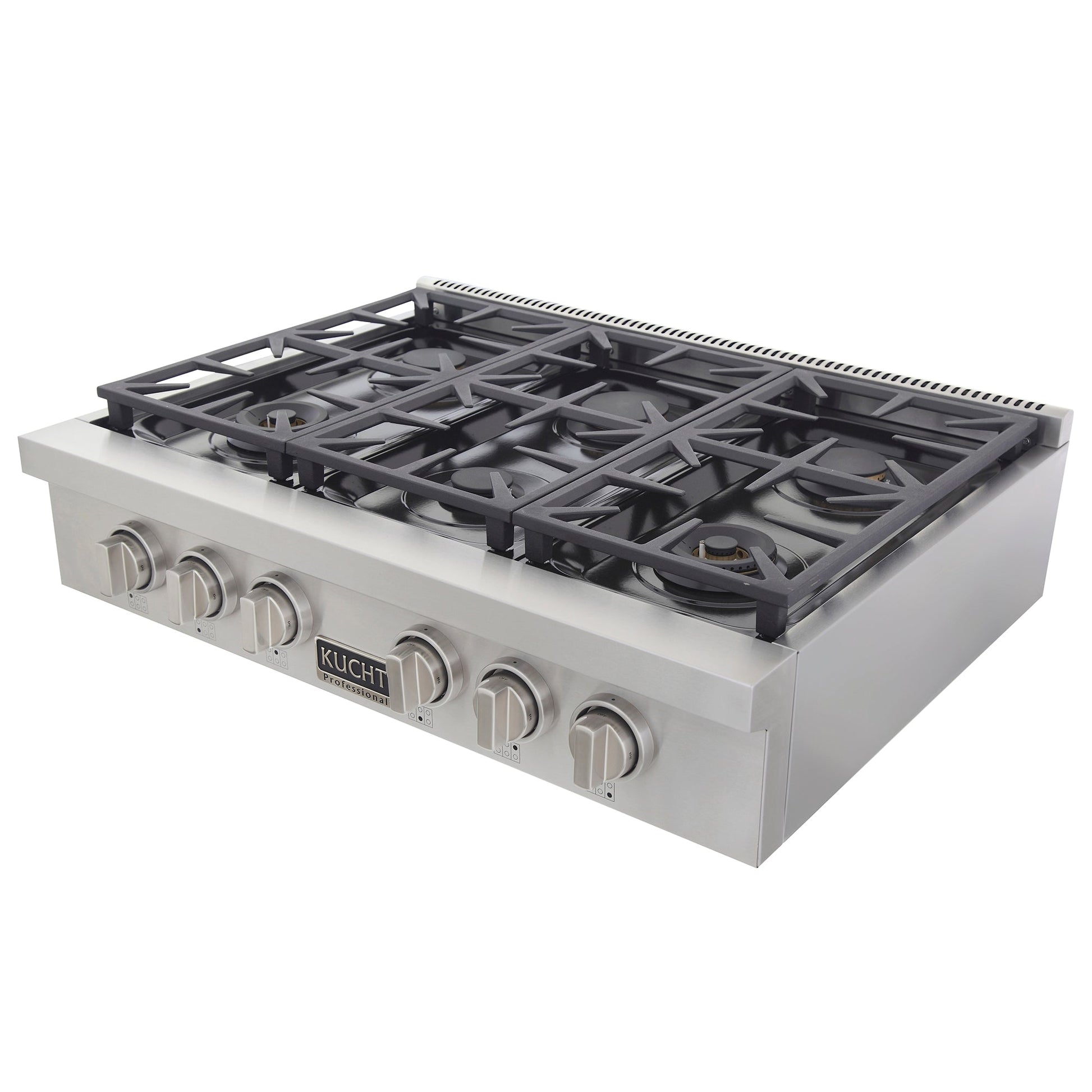 Kucht KFX Series 36" Natural Gas Range-Top With 6 Burners and Classic Silver Knobs