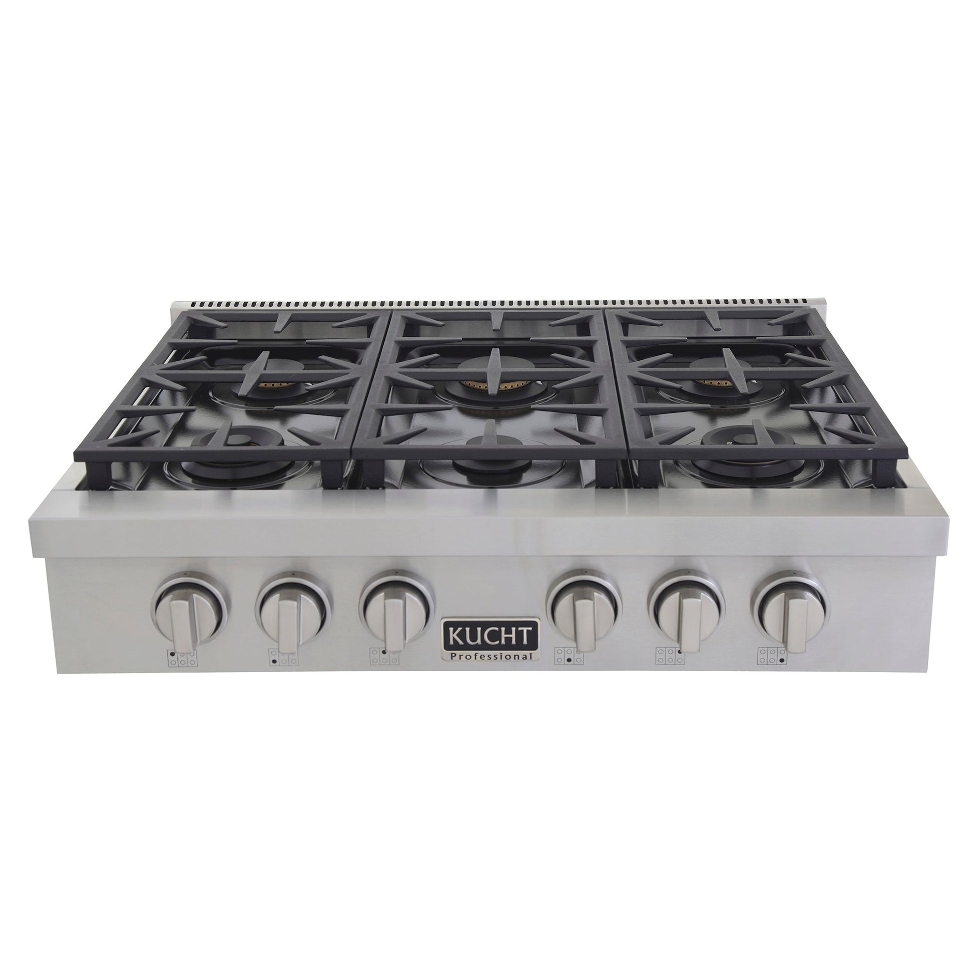 Kucht KFX Series 36" Natural Gas Range-Top With 6 Burners and Classic Silver Knobs
