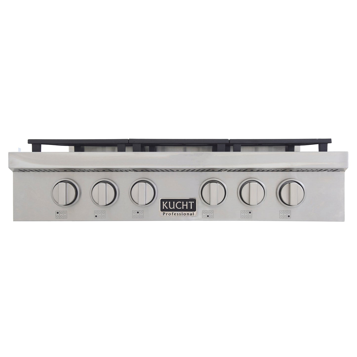 Kucht KFX Series 36" Propane Gas Range-Top With 6 Burners and Classic Silver Knobs