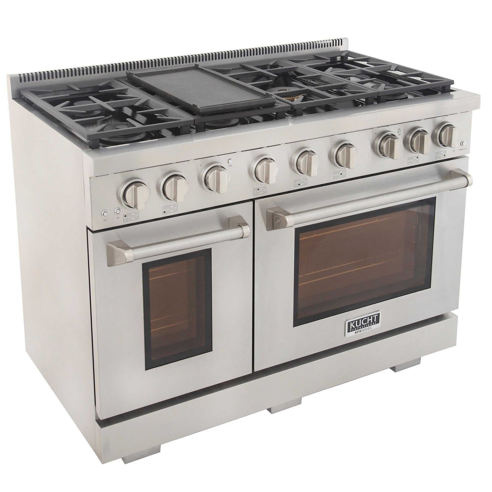 Kucht KFX Series 48" Freestanding Natural Gas Range With 7 Burners and Classic Silver Knobs