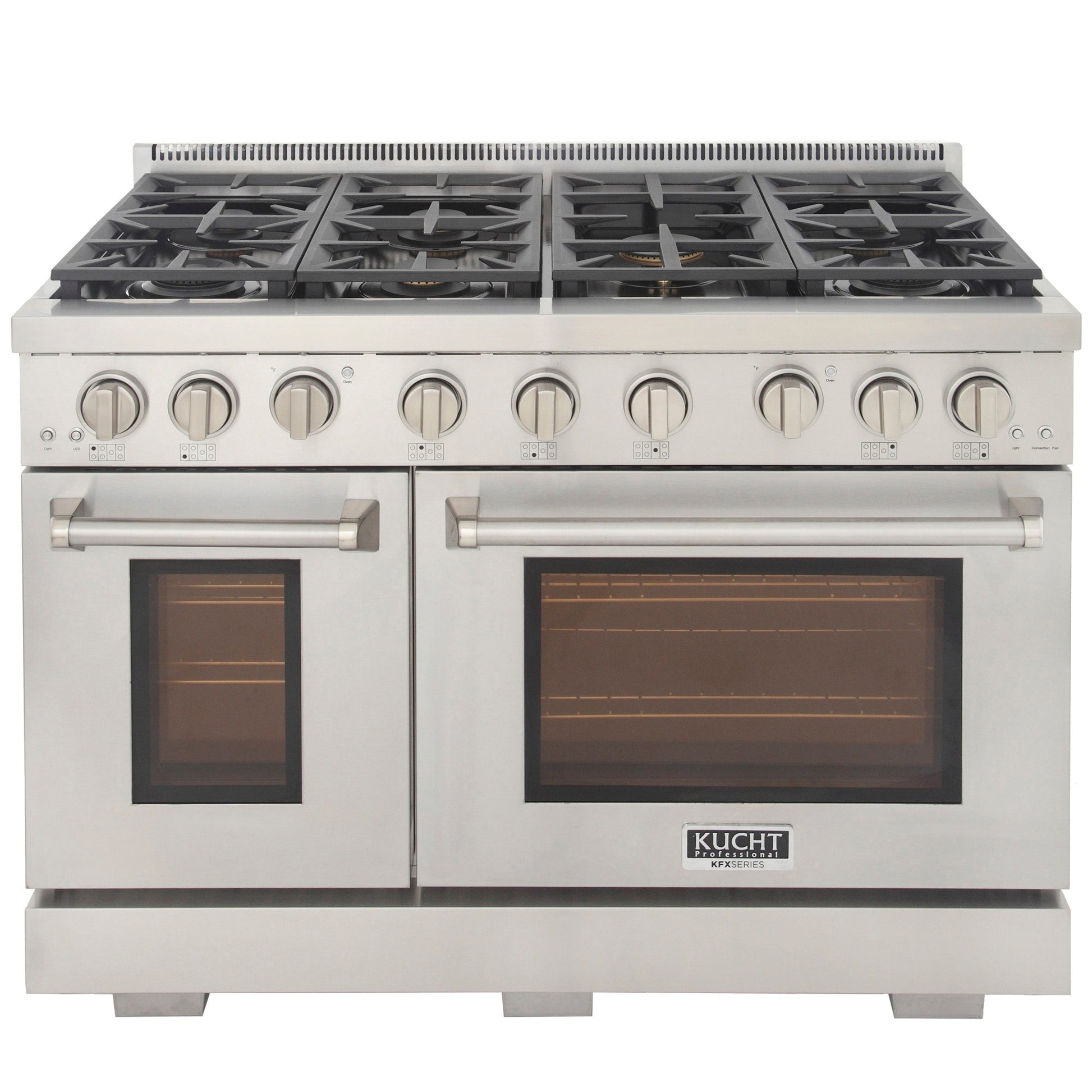 Kucht KFX Series 48" Freestanding Natural Gas Range With 7 Burners and Classic Silver Knobs