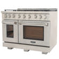 Kucht KFX Series 48" Freestanding Natural Gas Range With 7 Burners and Royal Blue Knobs