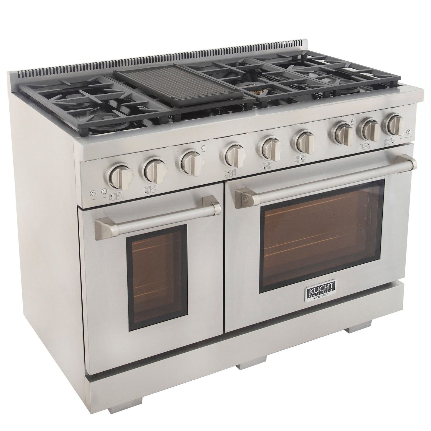 Kucht KFX Series 48" Freestanding Propane Gas Range With 7 Burners and Classic Silver Knobs