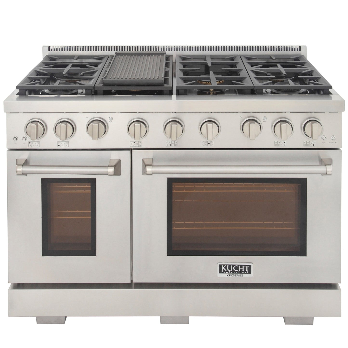 Kucht KFX Series 48" Freestanding Propane Gas Range With 7 Burners and Classic Silver Knobs