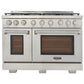 Kucht KFX Series 48" Freestanding Propane Gas Range With 7 Burners and Royal Blue Knobs