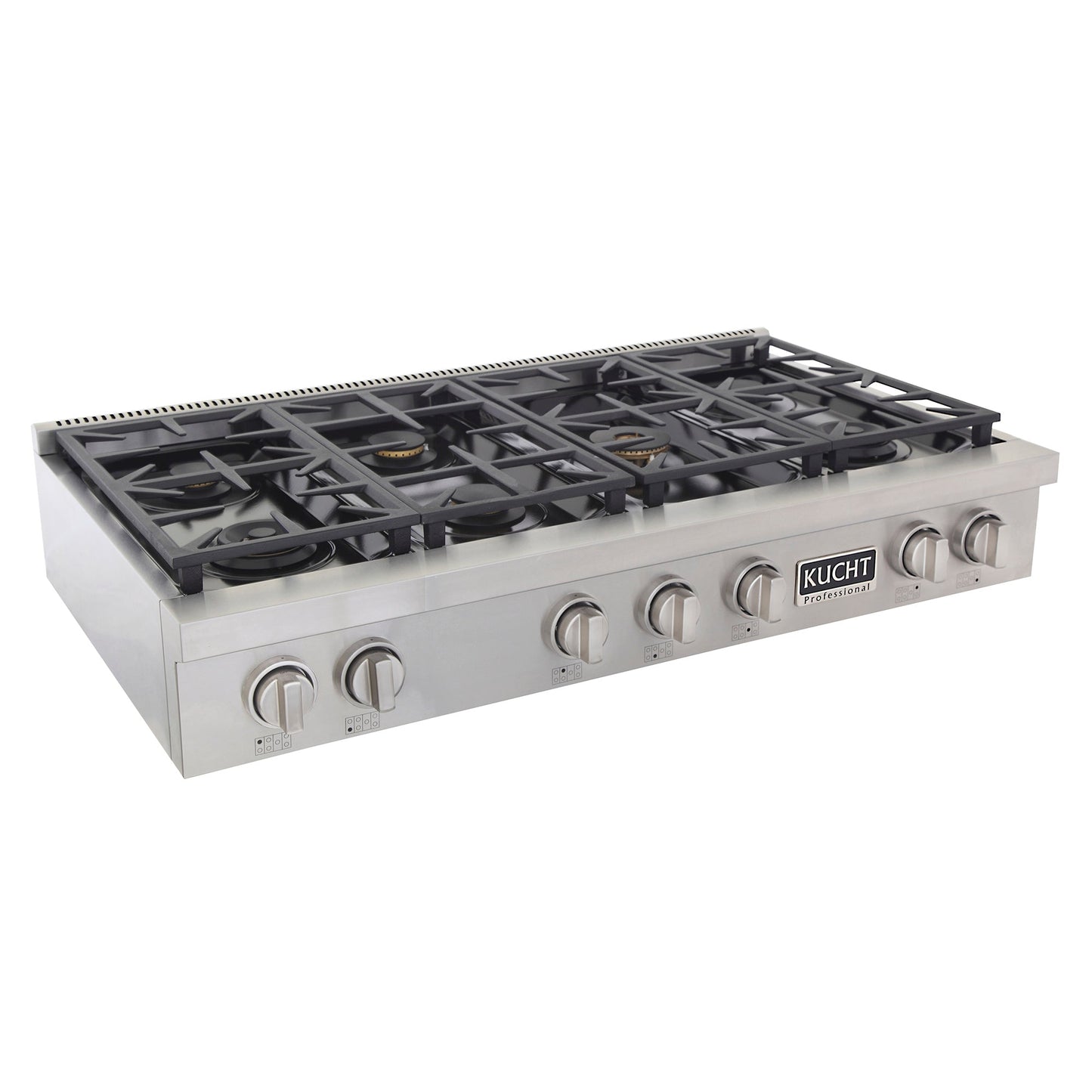 Kucht KFX Series 48" Natural Gas Range-Top With 7 Burners and Classic Silver Knobs