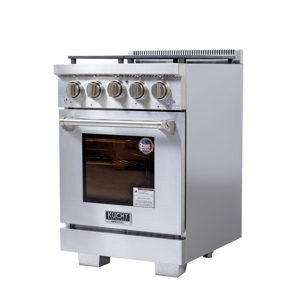 Kucht KFX2400X 24" 4-Burner Stainless Steel Natural Gas Range With 2.5 Cu.Ft. Manual Control Oven