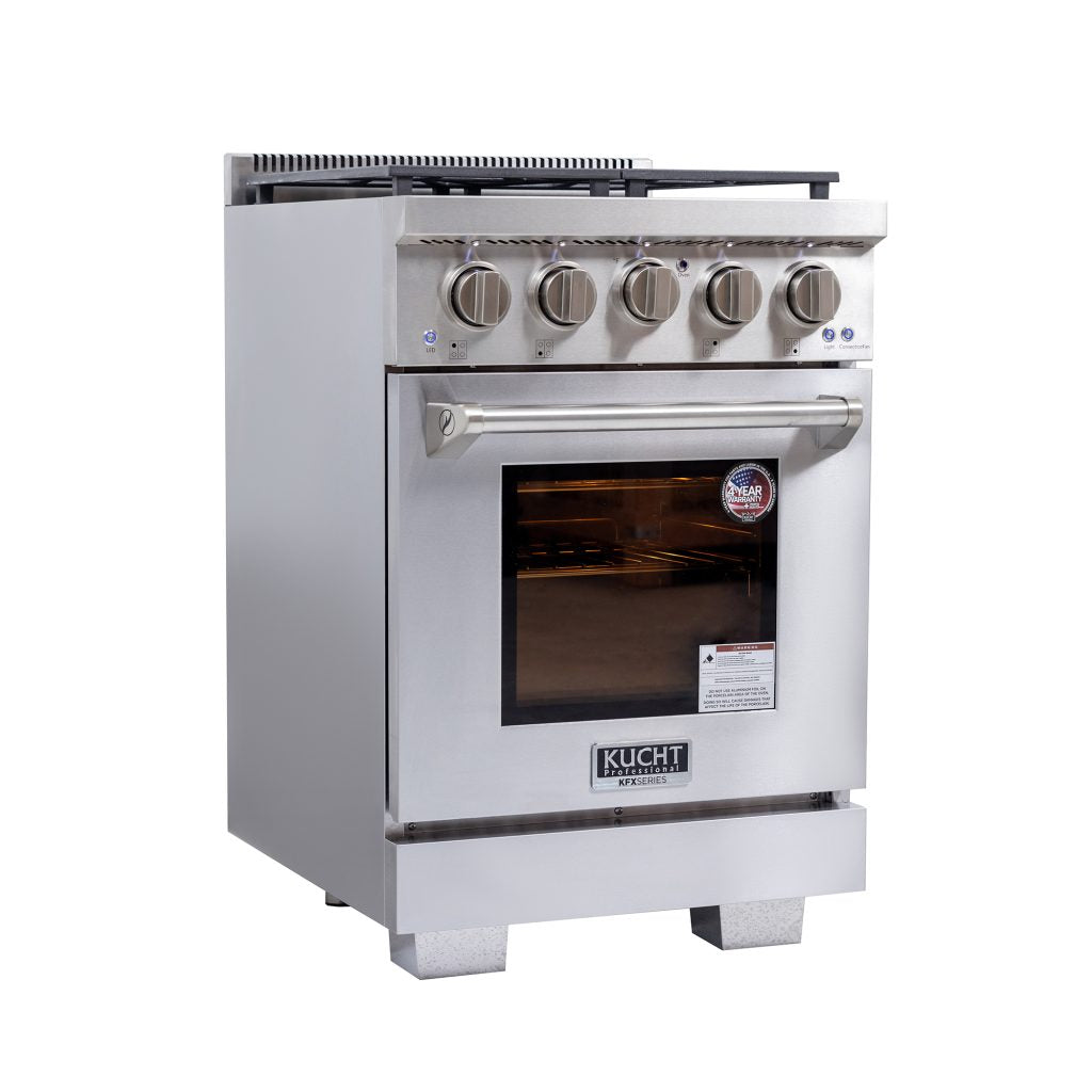 Kucht KFX2400X 24" 4-Burner Stainless Steel Natural Gas Range With 2.5 Cu.Ft. Manual Control Oven