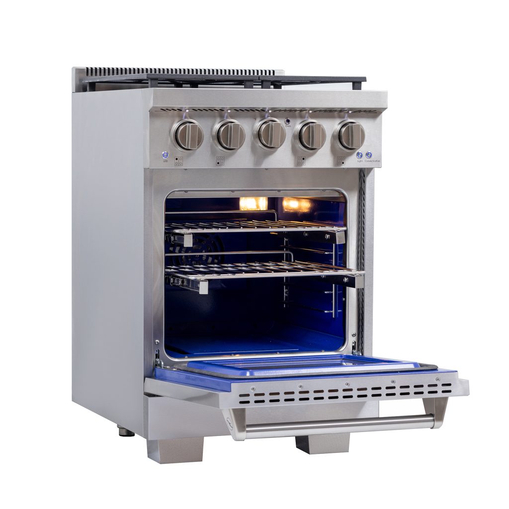 Kucht KFX2400X 24" 4-Burner Stainless Steel Natural Gas Range With 2.5 Cu.Ft. Manual Control Oven