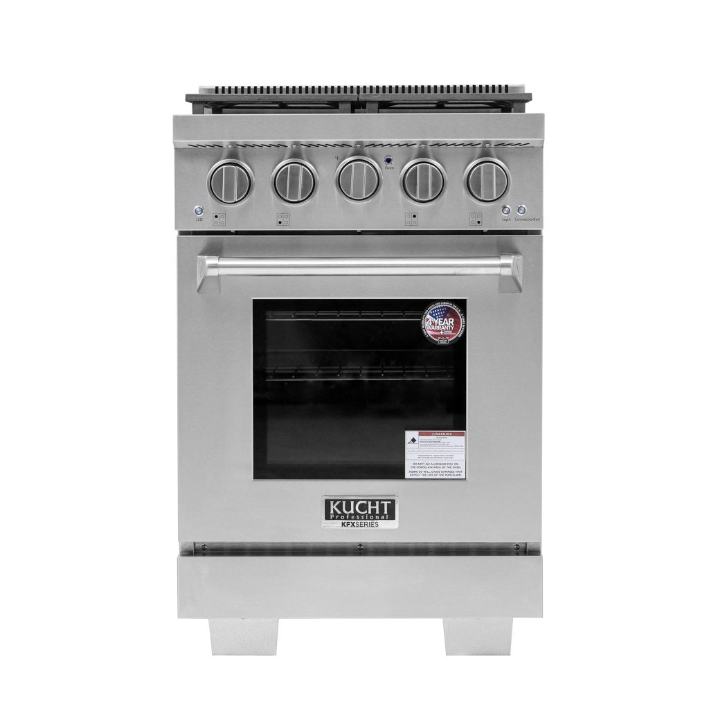 Kucht KFX2400X 24" 4-Burner Stainless Steel Natural Gas Range With 2.5 Cu.Ft. Manual Control Oven
