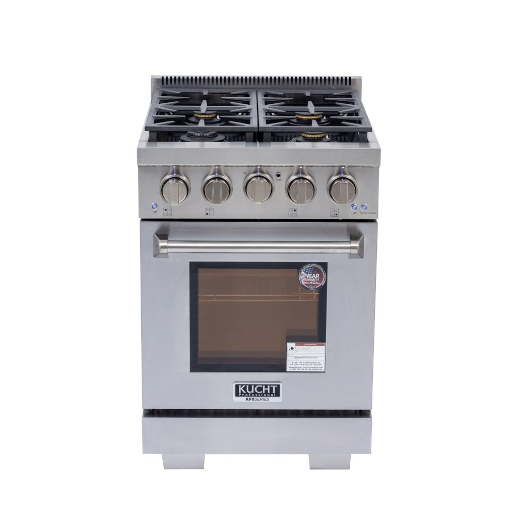 Kucht KFX2400X 24" 4-Burner Stainless Steel Propane Gas Range With 2.5 Cu.Ft. Manual Control Oven
