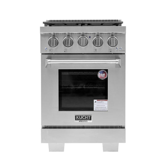 Kucht KFX2400X 24" 4-Burner Stainless Steel Propane Gas Range With 2.5 Cu.Ft. Manual Control Oven