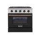 Kucht KNG Series 30" Black Custom Freestanding Natural Gas Range With 4 Burners, Black Knobs and Gold Handle
