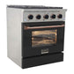Kucht KNG Series 30" Black Custom Freestanding Natural Gas Range With 4 Burners, Black Knobs and Rose Gold Handle