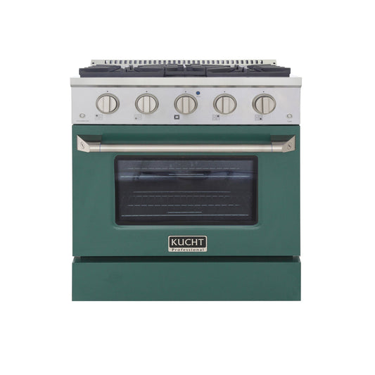 Kucht KNG Series 30" Green Freestanding Natural Gas Range With 4 Burners