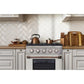 Kucht KNG Series 30" White Custom Freestanding Natural Gas Range With 4 Burners, White Knobs and Rose Gold Handle