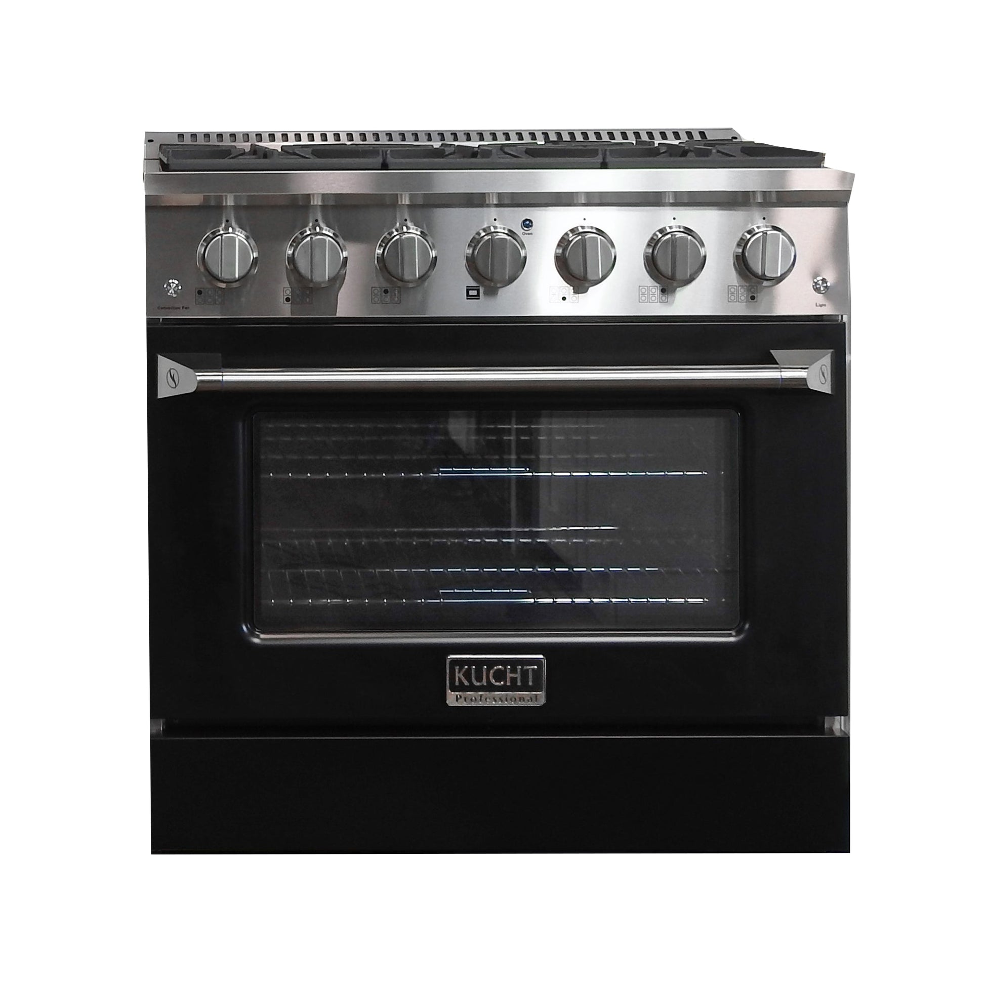 Kucht KNG Series 36" Black Freestanding Natural Gas Range With 6 Burners
