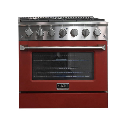 Kucht KNG Series 36" Red Freestanding Natural Gas Range With 6 Burners