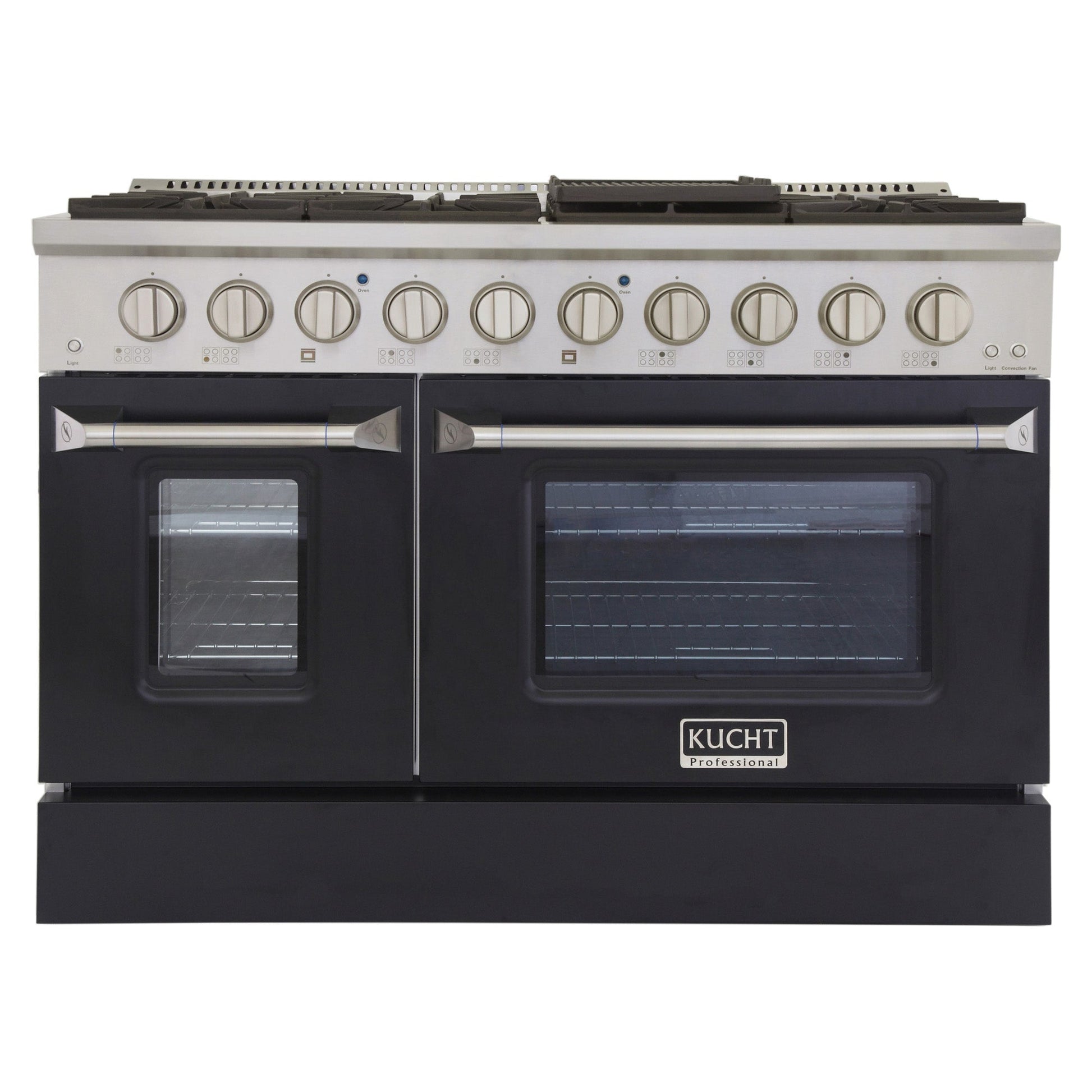 Kucht KNG Series 48" Black Freestanding Natural Gas Range With 8 Burners